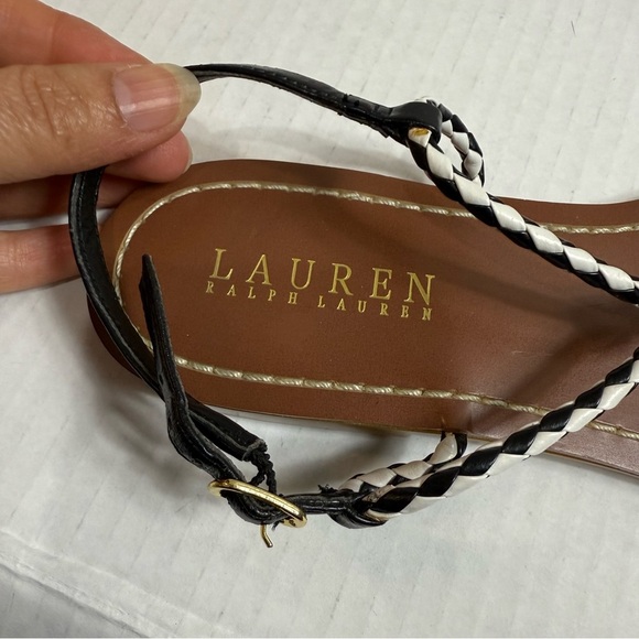 Lauren Ralph Lauren woven Leather Sandals - Brown and Black Size 8 - Picture 2 of 7